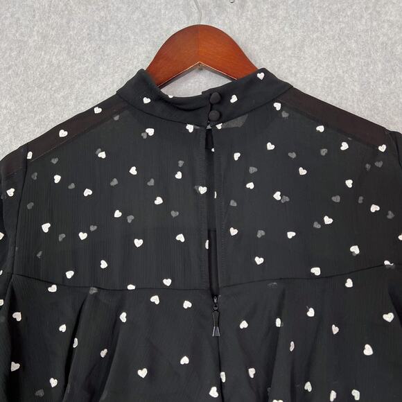 Kate Spade Black Heart Embroidered Tiered Ruffle Mini Dress Size 8 - Picture 8 of 10